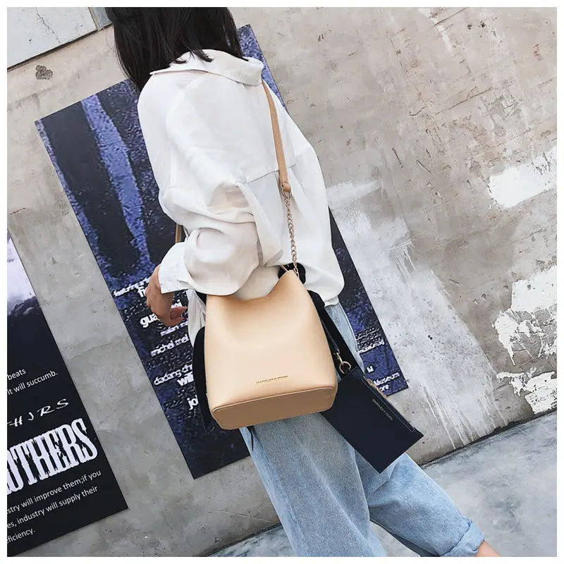 YASICAIDI Women Handbag Fashion Women Bucket Crossbody Female Bags Chain Mental Handle Ladies bag Casual Tote Bag For Women 2018