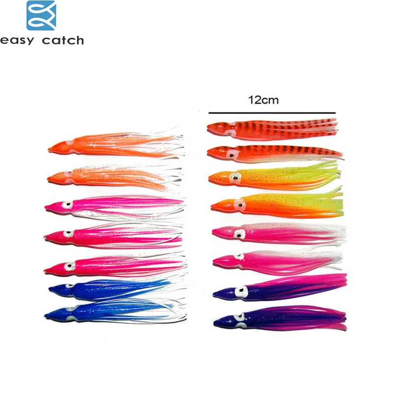 100pcs 12cm Mixed Color Soft Silicone Fishing Lures Plastic Octopus