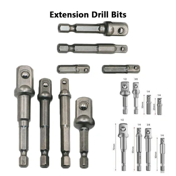 

8 Pcs/set Socket Adapter Power Set Hex Shank to 1/4" 3/8" 1/2" Extension Drill Bits