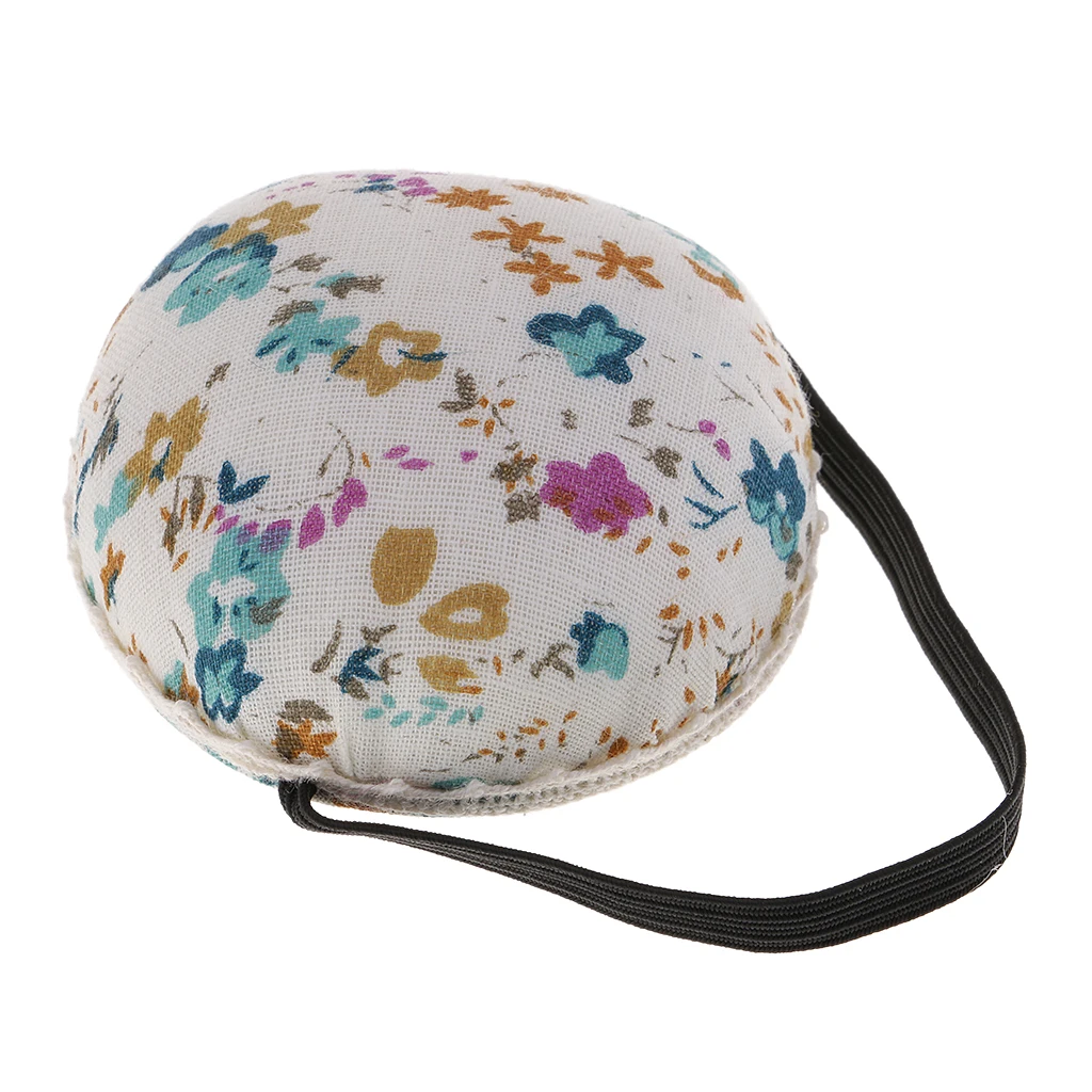 Ball Shape Sewing Pin Cushion Printed Flower Patterns Wrist Wearable Pincushion for Cross Stitch Quilting Needlework Sewing Tool
