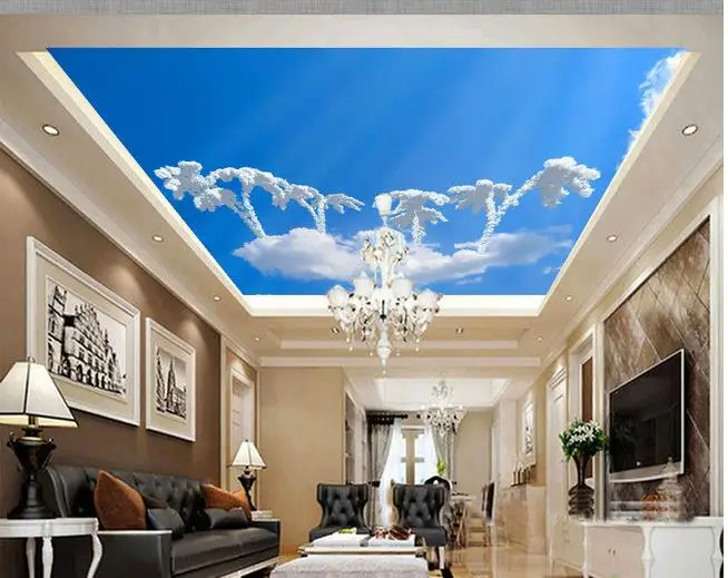 

custom 3d wallpaper Blue sky zenith a mushroom cloud ceiling frescoes 3d room wallpaper bathroom 3d wallpaper