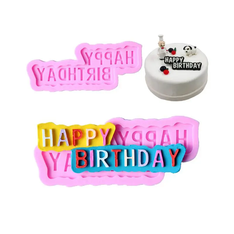 Chocolate Mold Happy Birthday thin slice fondant cake mold Silicone molds cake decorating tools kitchen cake tools