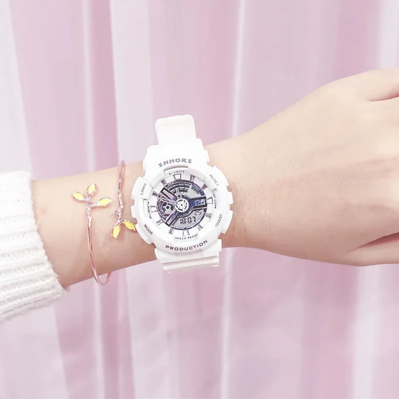 Ulzzang Multifunction Electronic Sport Watch Woman Waterproof Silicone Student Wristwatches Big Dial Clock Gift Montre Femme