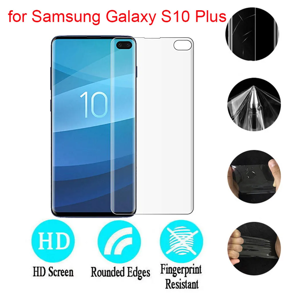 

HD 9H Hardness Protective Dirtproof Explosin-proof Soft TPU Cover Screen Film Protector For Samsung Galaxy S10 Plus 6.4 inch