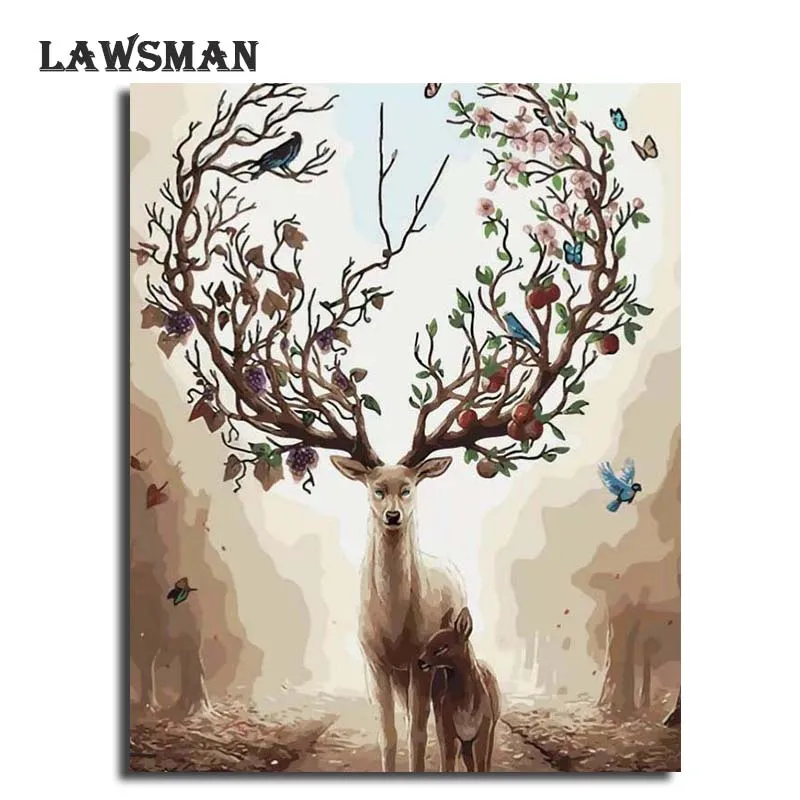 LAWSMAN framelsee diy картина маслом по номеру расписанную холст для живописи Главная