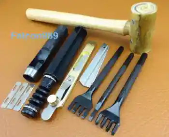 

7pcs Leather Craft Lace Maker Design Chisel Pricking Iron Punch Knife Tool Set Sewing Stitching Carving Stamping Knife Cutter