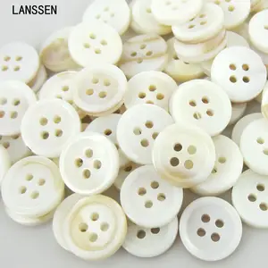 10PC White Natural Shell Sew 2/4 Holes Button Black Mother of