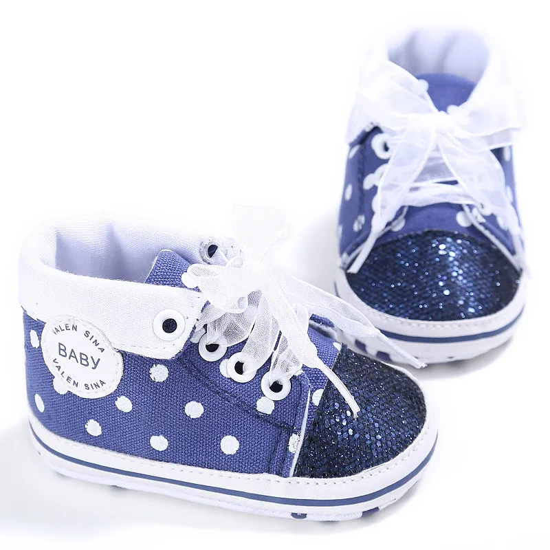 

2017 New Style 0-18M Kids Boys Girls Canvas Lace-up Shoes Baby Non-slip Soft Bottom First Walker Shoes