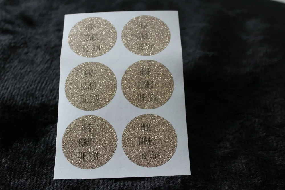 3 8cm Here Comes The Sun Rose Gold Glitter Classic Round Sticker