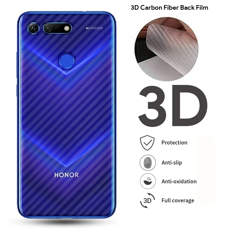 5Pcs/lot 3D Carbon Fiber Back Screen Protector Film For Huawei Honor View 20 10 Lite Full Glass P Smart 2019 POT-LX1 | Мобильные