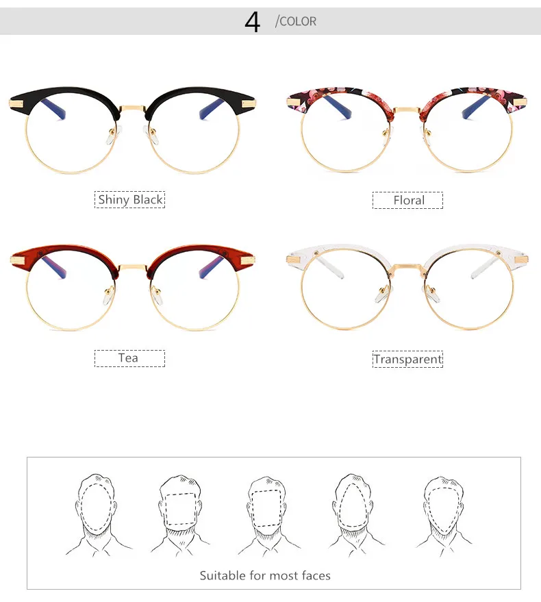 Унисекс анти-синий-луч круглые компьютерные очки для четкости видения анти усталость-0,0 увеличение низкое искажение цвета для женщин F001