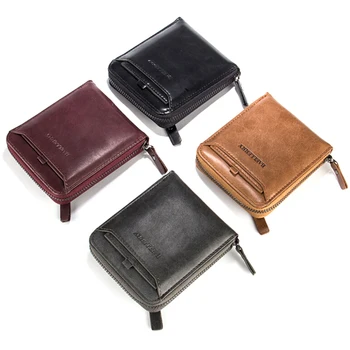 

New Men wallet Men Soft Leather ID credit Card holder Clutch Coin Zip Purse Wallet short wallet High Grade quality guarantee