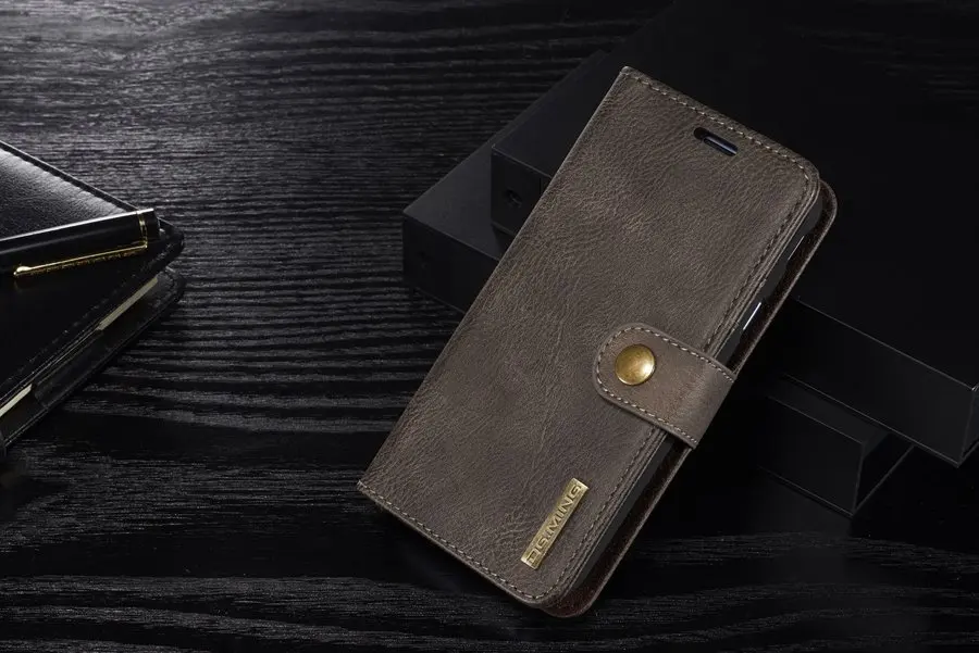 Двойной материал PU с натуральной кожи флип чехол для Samsung Galaxy J4 J6 Plus 2018 съемный