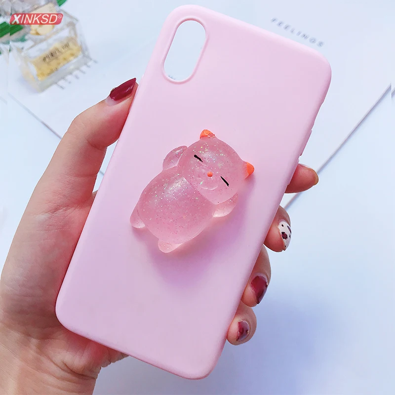 

Squishy Cat Soft Phone Case for iPhone 5s SE 6 6s X XR XS Max Cute Case for iPhone 8 7 6s 8 plus 3D Doll Phone Accessories Capa