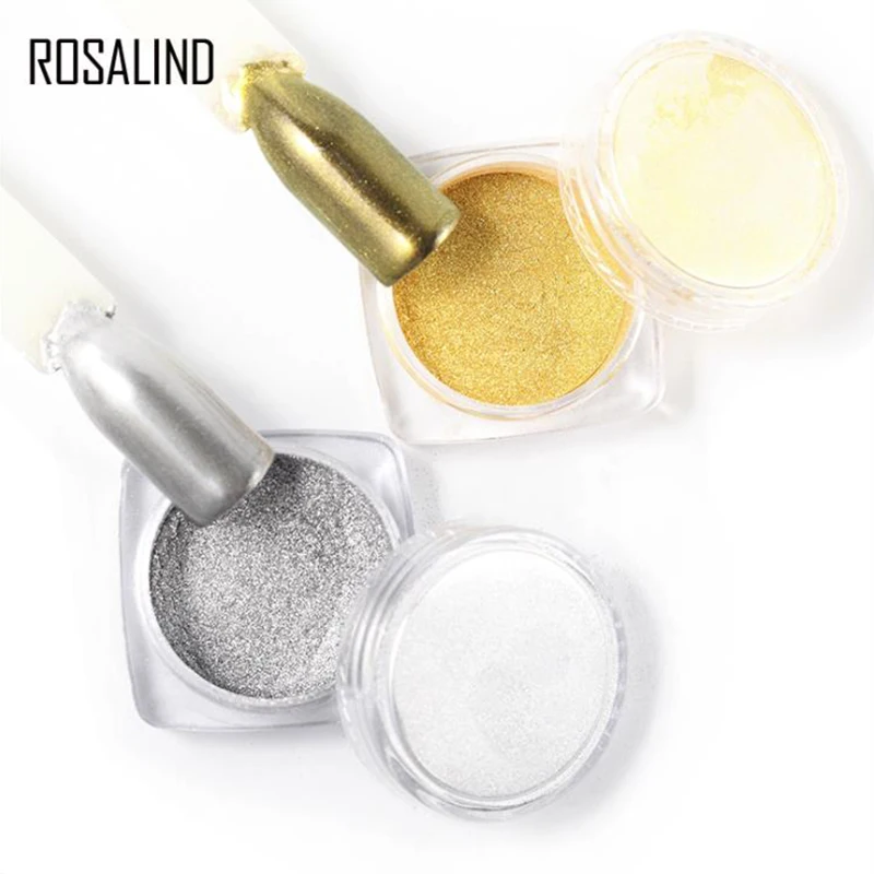 

Rosalind 1 Box 2g Laser Nail Glitters Silver Gold Color Magic Mirror Effect Nail Art Powder Nail Art Dust With A Free Brush LROA