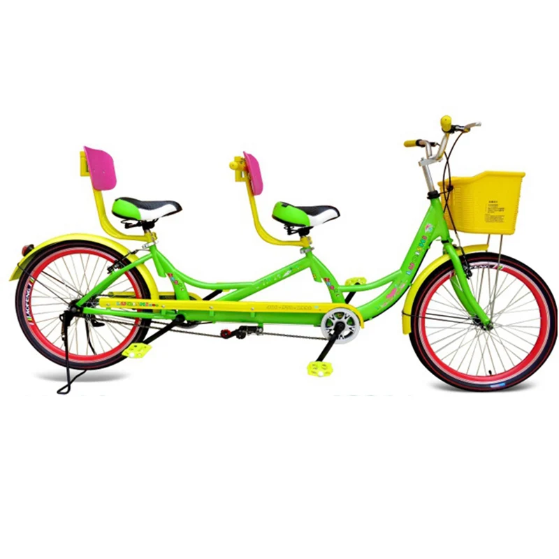 Двойной велосипед для влюбленных родителей и детей семейный дорожный нескладной светильник для экскурсий - Цвет: GREEN