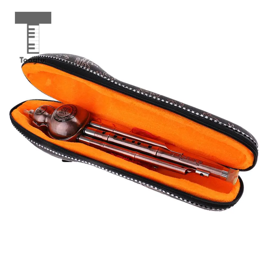 Tooyful Chinese Hulusi Drawing Gourd Cucurbit Flute Key of C Professional Ethnic Wind Musical Instrument for Beginners