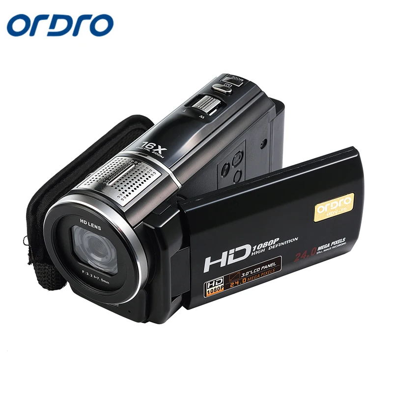

Ordro HDV-F5 Protable Digital Video Camcorder DVR HD 1080P 16X Zoom 3"Touch Screen 24MP Resolution Support Wireless remote