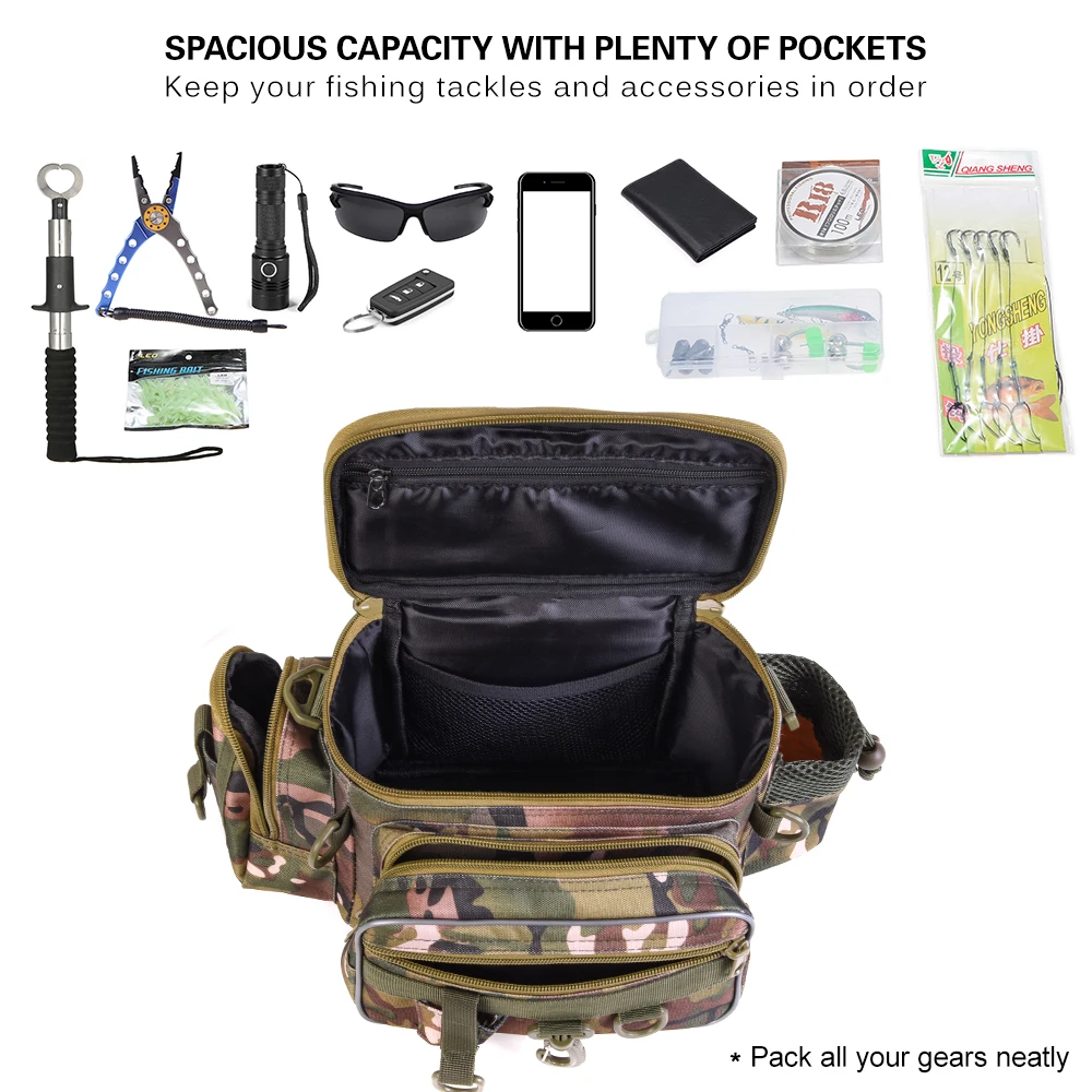 Blusea Portable Fishing Tackle Bag Outdoor Single Shoulder Fishing Waist  Fanny Pack Bag Fishing Lures Tackle Utility Storage Bag