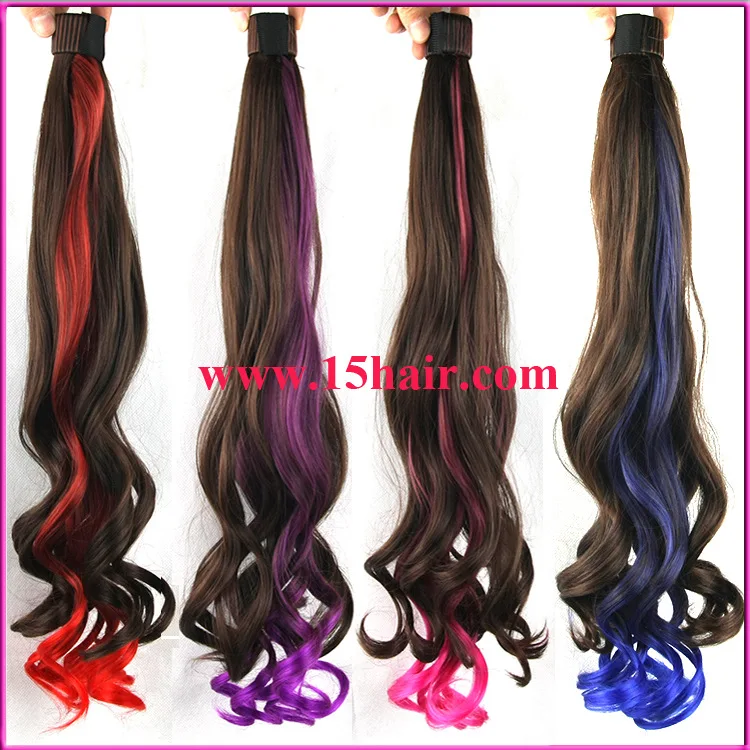 Colorful hair ponytail Shrapnel horsetail Mixed color horse hair wig