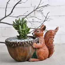 Новые симпатичные Squirre животных цветочный горшок Смолы плантаторов горшки небольшие декоративные цветы горшок суккуленты горшки мини цветы держатель