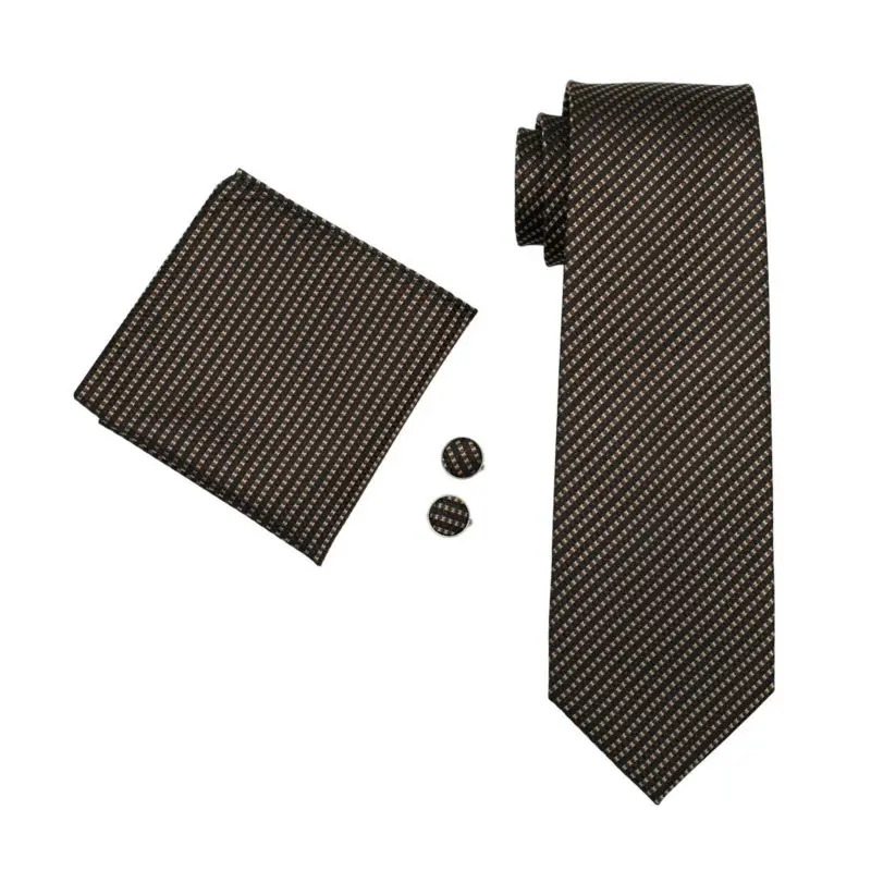 LS-663 популярный мужской галстук Шелковый Полосатый Классический жаккардовый тканевый галстук+ Hanky+ набор запонок для мужчин официальная Свадебная деловая вечеринка