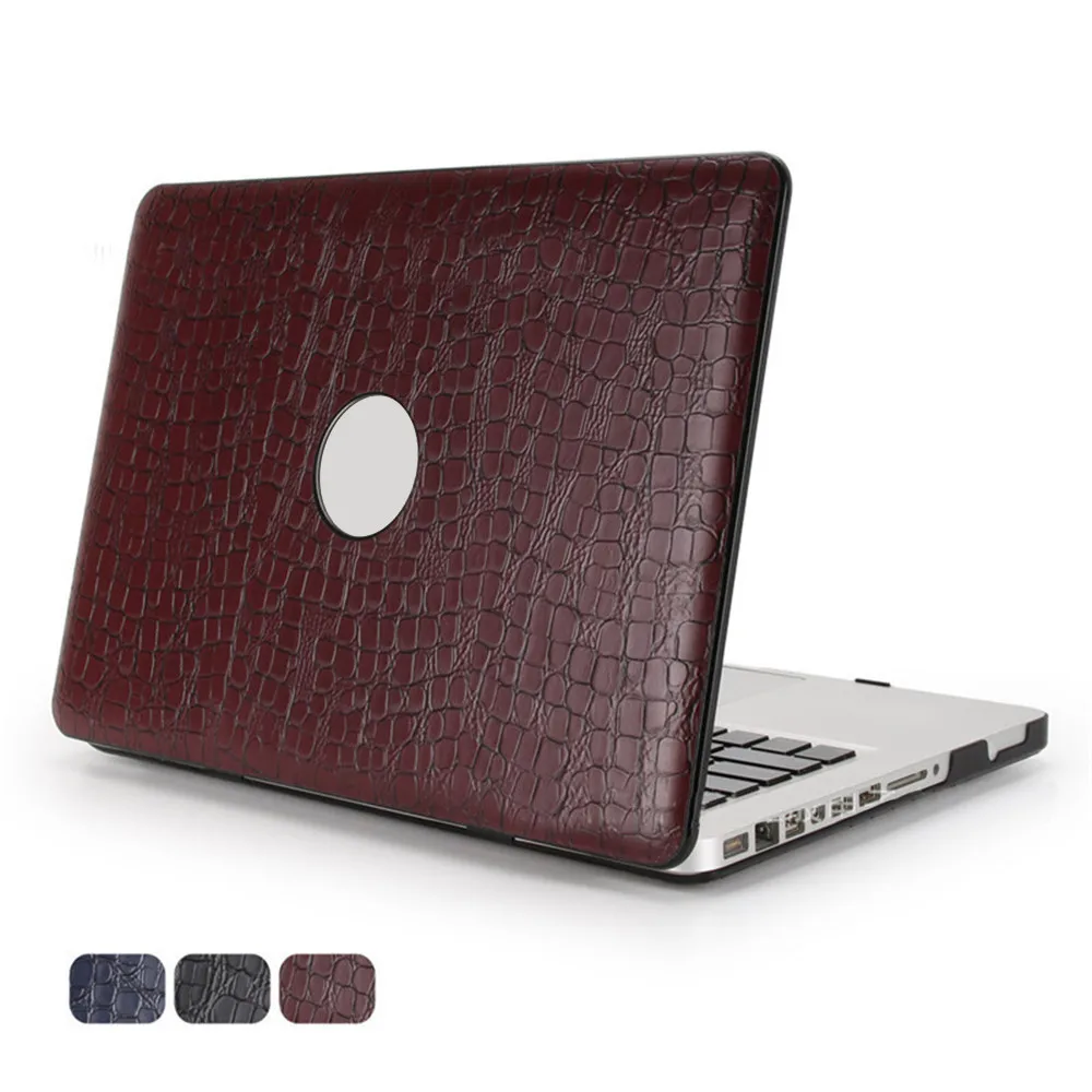 

Crocodile Pattern Laptop Case Cover for Macbook Air Pro Retina 11 12 13 15 PU Leather Hollow Logo Protector Shell