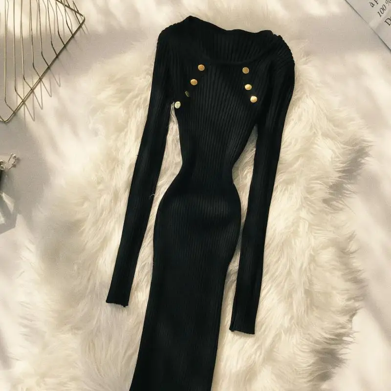Женское вязаное платье ALPHALMODA элегантные пуловеры с длинными рукавами на