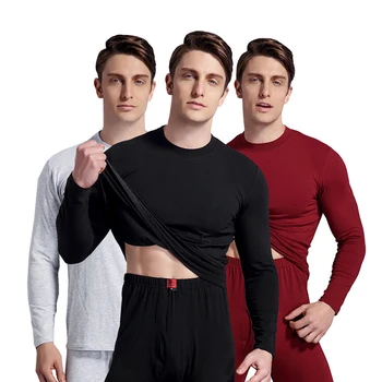 

Men's Cotton Thermo Underwear sets Male Autumn Winter Warm Middle collar Thermal Long Johns Men Brand Tops+pants Suit