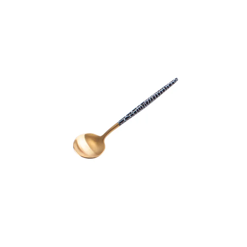 1 шт. нож и вилка ложка набор Западной нержавеющей стали Посуда Европейский стиль золотой - Цвет: Bl Gloden Tea Spoon