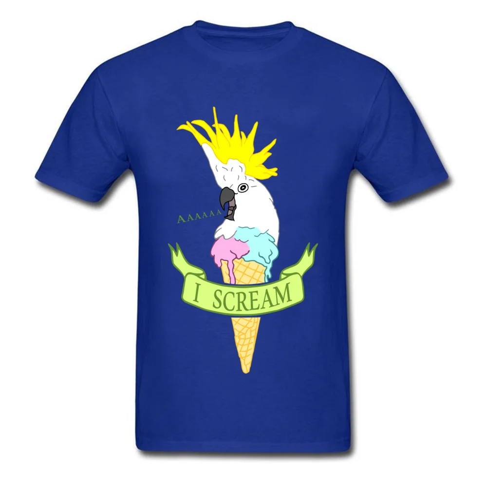 Tops Shirt I scream ice cream cockatoo Summer Short Sleeve 100% Cotton Crew Neck Mens Top T-shirts Birthday T-Shirt Latest I scream ice cream cockatoo blue