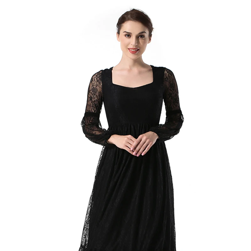 

Spring women's new lantern sleeves openwork lace dress fashion elegant ladies party dress