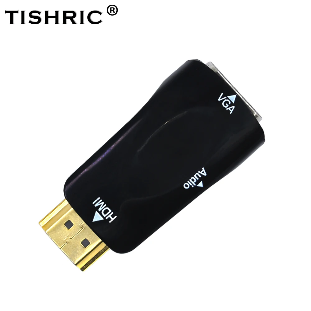 TISHRIC HDMI لمحول VGA الرقمية إلى التناظرية محول صوت مع الصوت كابل دعم HD 1080 P للتلفزيون المحمول مربع العارض