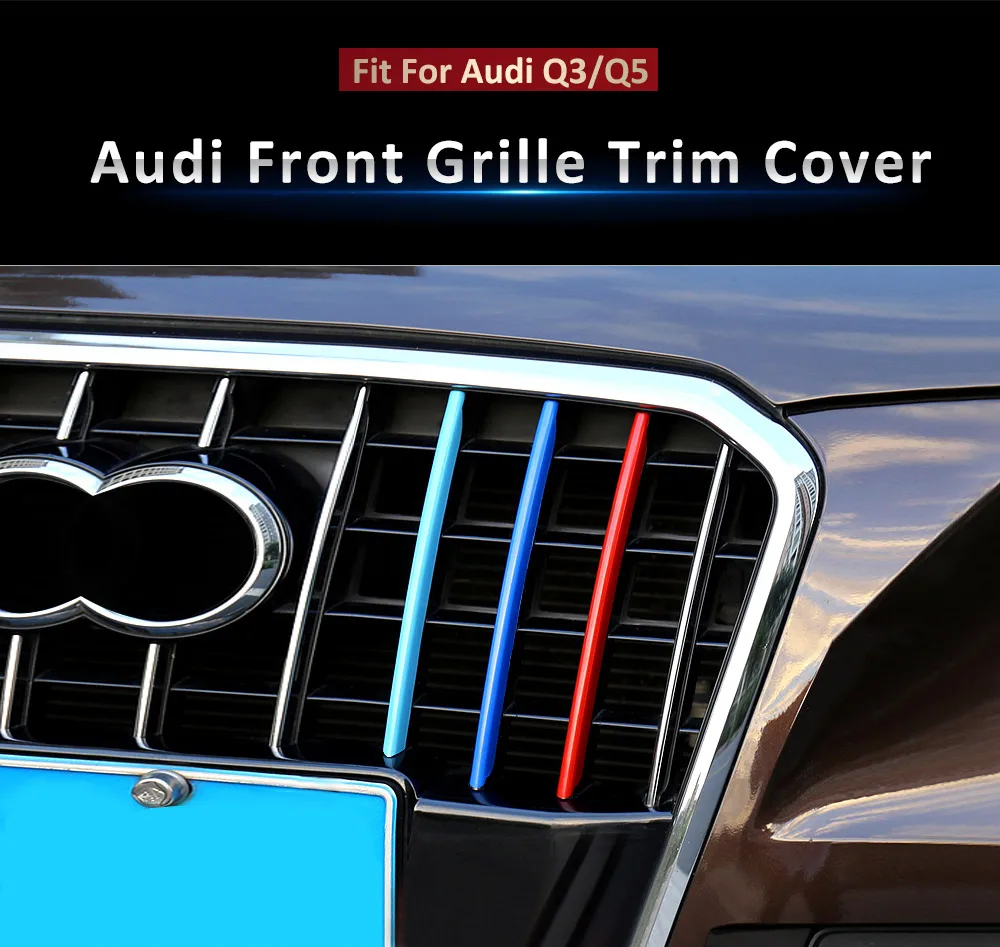 Styling ABS Front Grill Decoration Strips Trim,KIMISS 3pcs Car Glossy Front Grill Grille Decoration Strips Trim