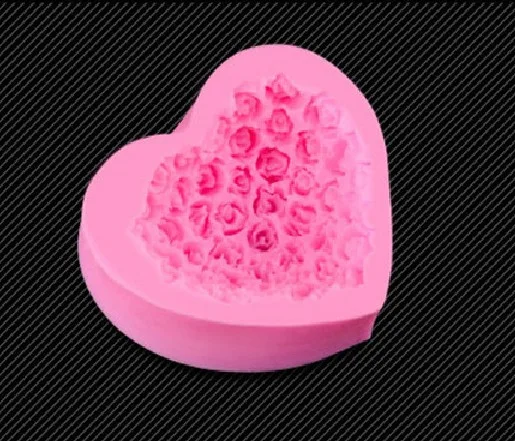 1PC 3D Rose Flower Bouquet Loving Heart Shape Valentine's Day Gift Present Fondant Cake Mold Silicone Sugar Chocolate JK 0872 | Дом и сад