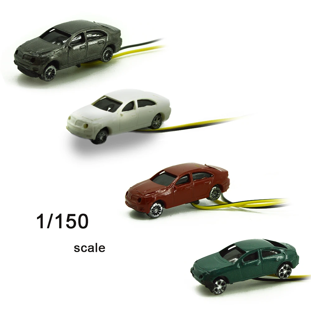 High light High Quility Flaring Light Painted Model Cars w/ Wires Scale 1:150 for Architectural scale models