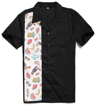 

Candow Look New Arrived Male Fashion Shirt Designs Toucan Tropical Fruit Hawaii Cotton Rockabilly 50s Club Vintage black Shirts