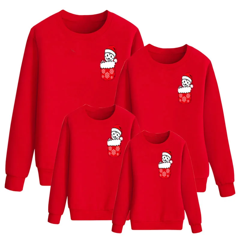 Одежда для семьи; рождественские детские рубашки с героями мультфильмов; одежда для мамы и дочки; Комбинезоны для папы и ребенка; одинаковые комплекты для семьи - Цвет: Long sleeve Red
