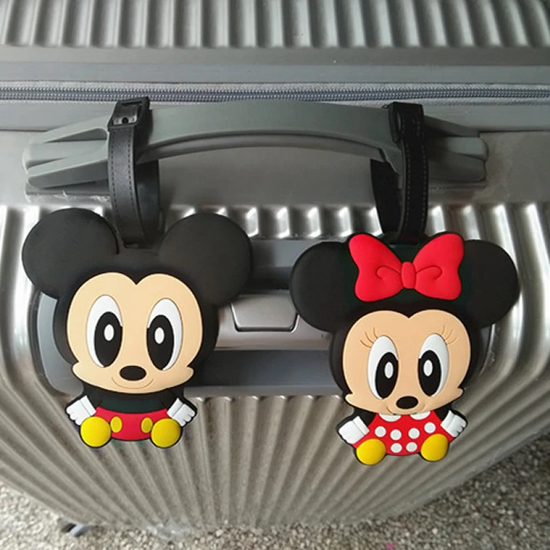 

Cartoon Travel Accessories Minnie Mickey Silica Gel Luggage Tag Women Portable Label Suitcase ID Address Holder Baggage Boarding