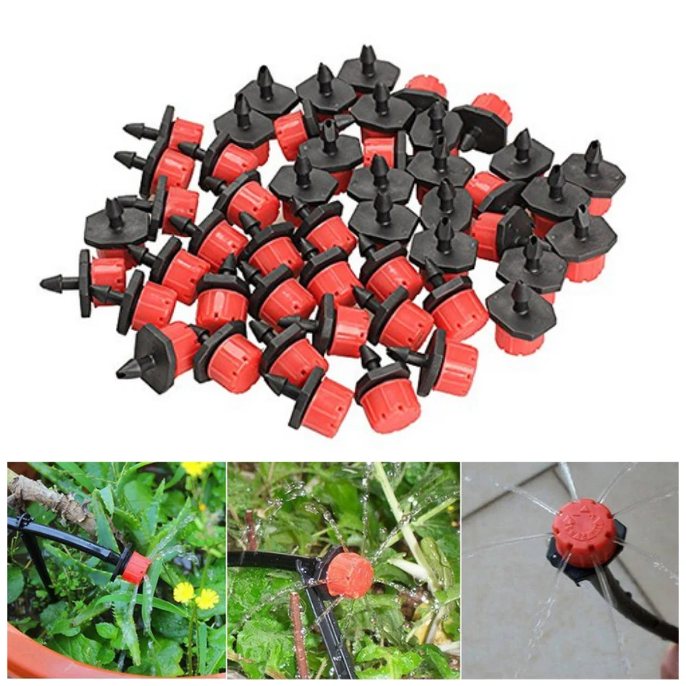 

50pcs Adjustable Irrigation Watering kit Sprinkler Drip Irrigation System Garden Hose Anti-Clogging Emitter Garden Supplies