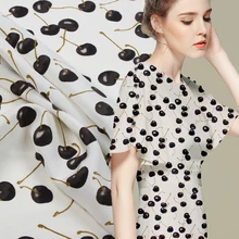 114 см Креп Де Шин шелковая ткань модная маленькая вишня шелковая ткань на платье китайская шелковая ткань шелковая ткань