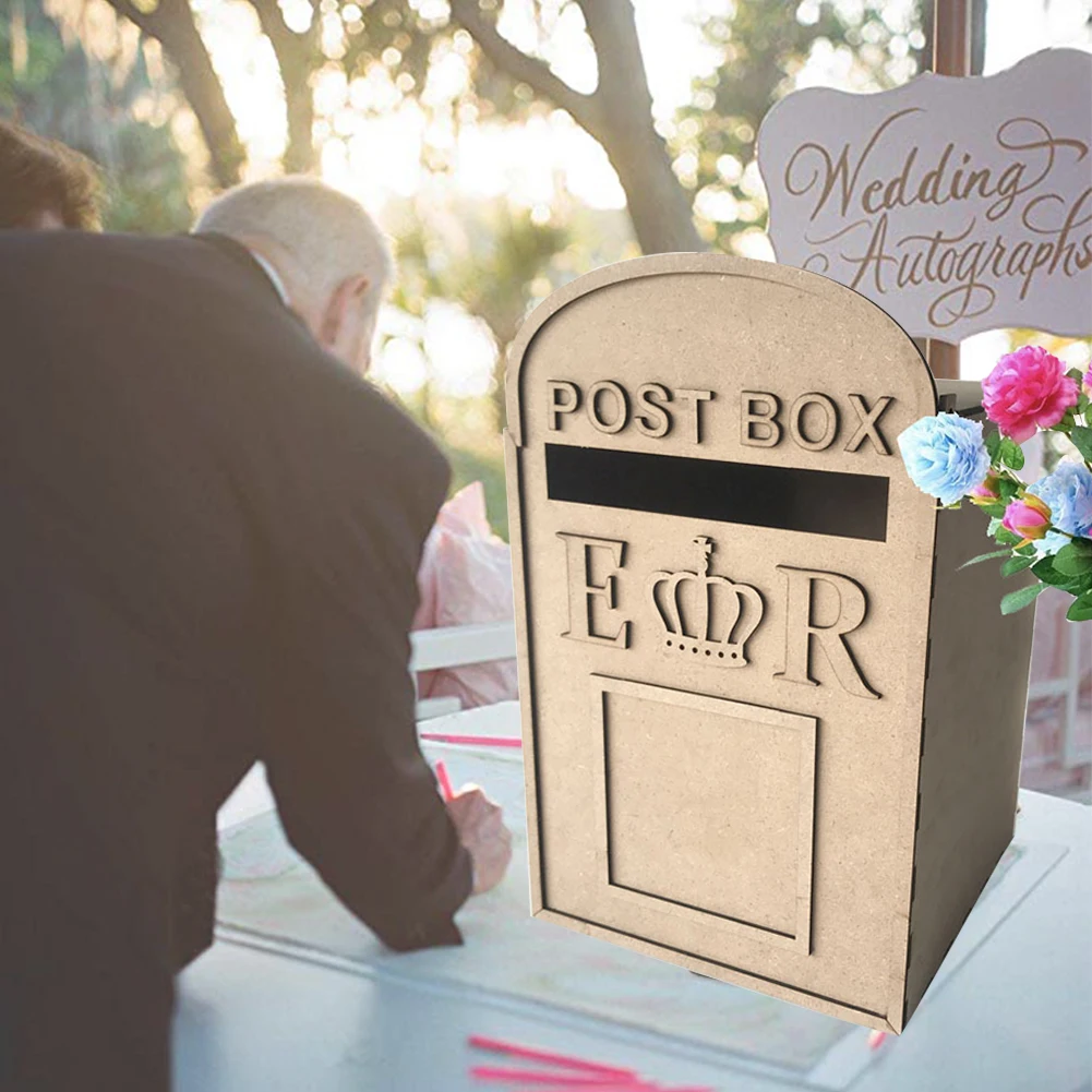 

Wooden Anniversary Card Box Gift Wedding Supplies Party Storage Decoration With Lock Square Money Case Keys Envelopes DIY