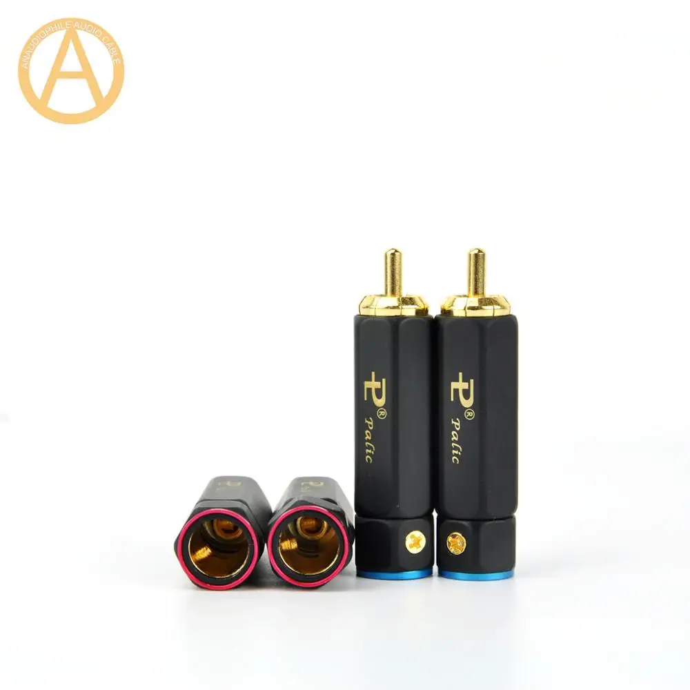 Pure Copper RCA Plug Connector Gold Plated Self-Locking RCA Connector For HIFI Audio RCA Coaxial Video Cable DIY 9mm Diameter