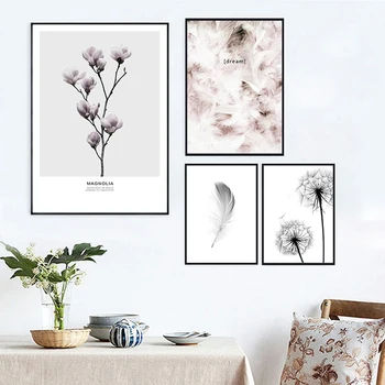 

Flower Posters And Prints Feather Canvas Print Dandelion Painting Canvas Painting Nordic Minimalism Wall Art Pictures Unframed