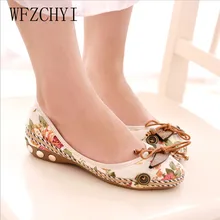 Новые летние женские туфли на плоской подошве с круглым носком удобные туфли на мягкой подошве с вышивкой в национальном стиле балетки на плоской подошве