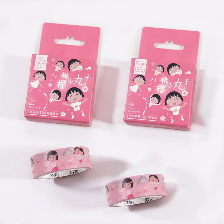 1 шт. Kawaii15mm * м 7 м милые Сакура Момоко Maruko Популярные Васи клейкие ленты клей клейкие ленты DIY стикер для скрапбукинга Label маскирования