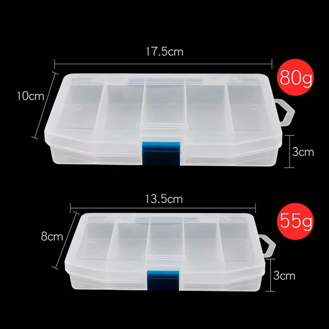 Aofa 2 pièces/ensemble boîtes de pêche, boîtes utilitaires, rangement de  matériel de pêche, boîtes de matériel de pêche, stockage transparent de  matériel de pêche avec 5 grilles, organisateur de boîte en plastique 