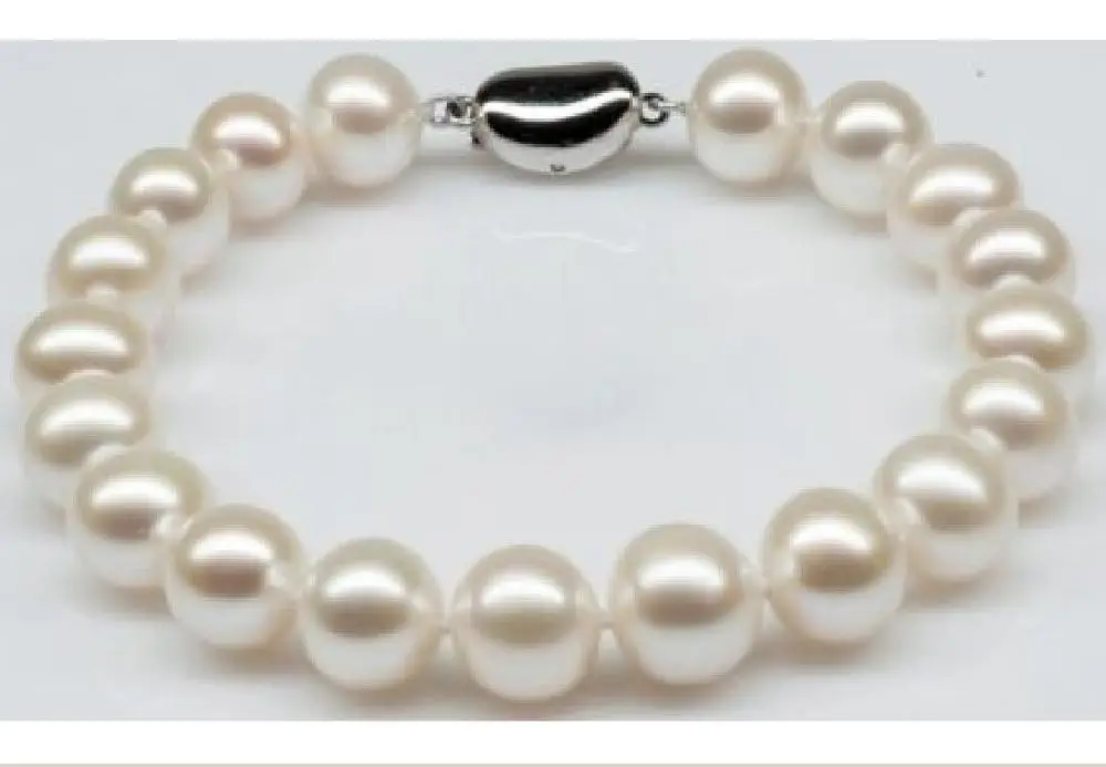 

real charming AAA Akoya +10-11mm white natural pearl bracelet 7.5 INCH