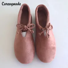 Careaymade- весенне-летняя художественная повседневная обувь на шнуровке с закрытым носком в стиле Mori girl дышащая обувь из флока с мягкой подошвой 6 цветов