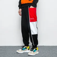 Для мужчин Panelled брюки Повседневное Цвет блока хип-хоп джоггеры плюс Размеры уличная pantalon hombre эстетику Для мужчин одежда